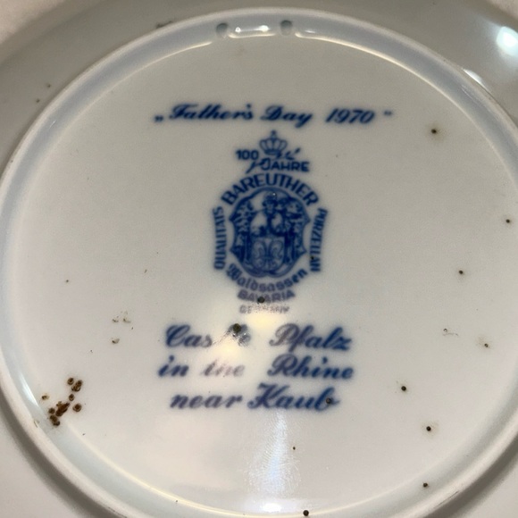 Vintage Datertag 1970 Castle Pfalz In The Rhine Collector's Plate - Father's Day - Picture 6 of 6